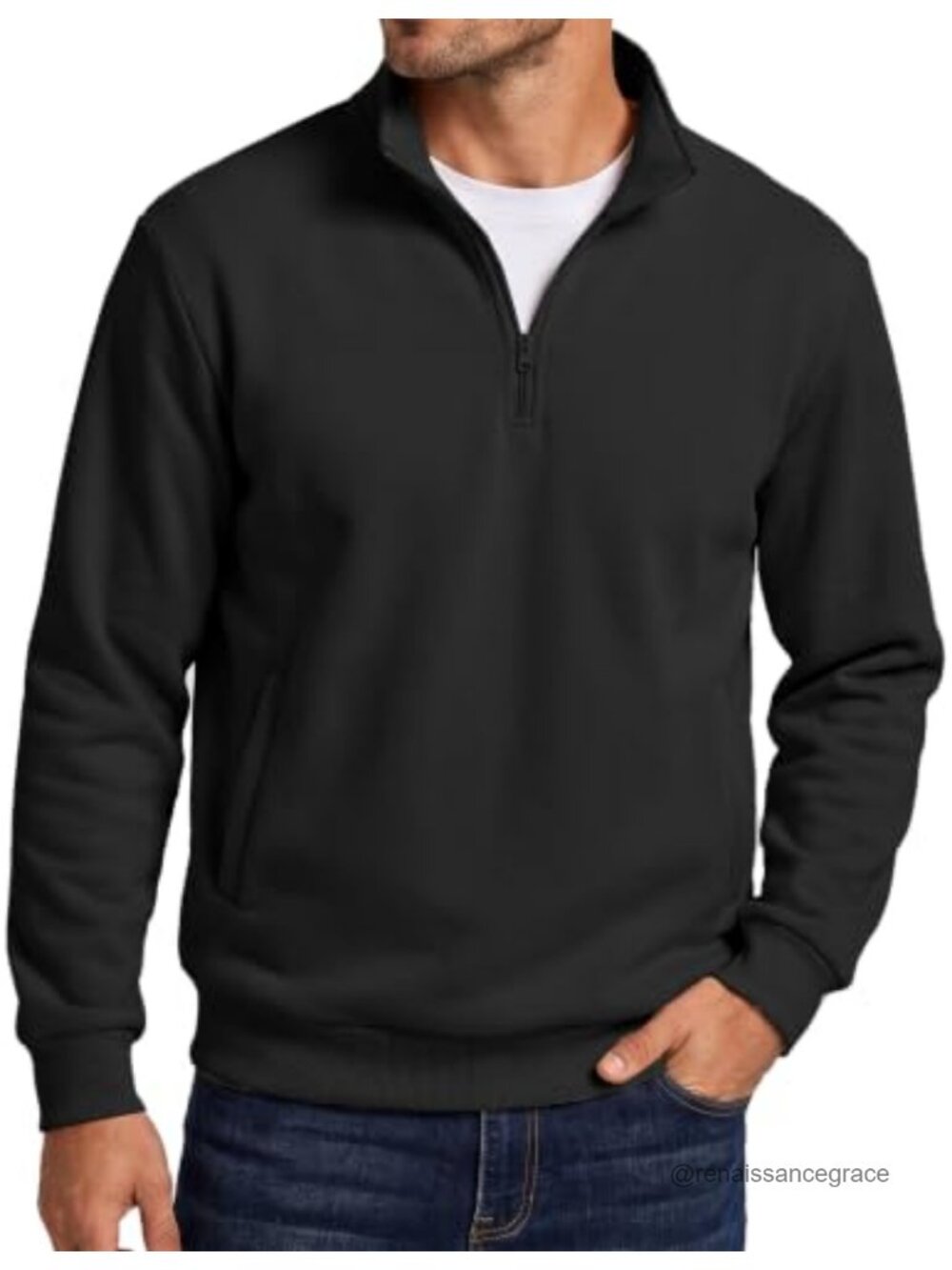 Men's Quarter Zip Fleece Pullover Sweatshirt Mock Neck with Pockets